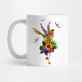 Funny sugar skull bird with hat Mug